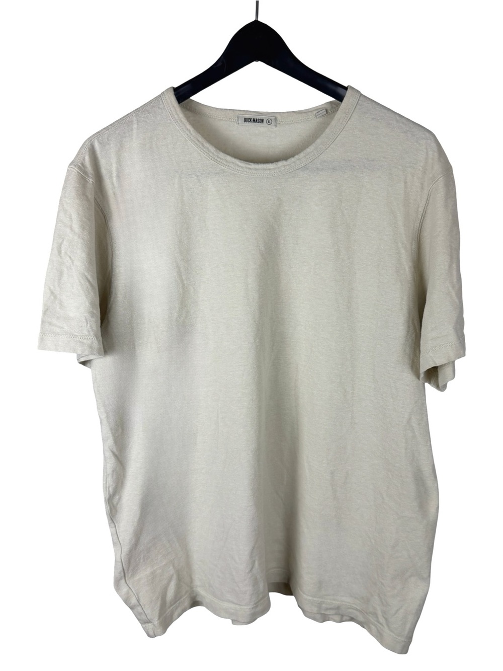 Mens Buck Mason Hemp Organic Cotton Essential Blank Beige Shirt Size XL